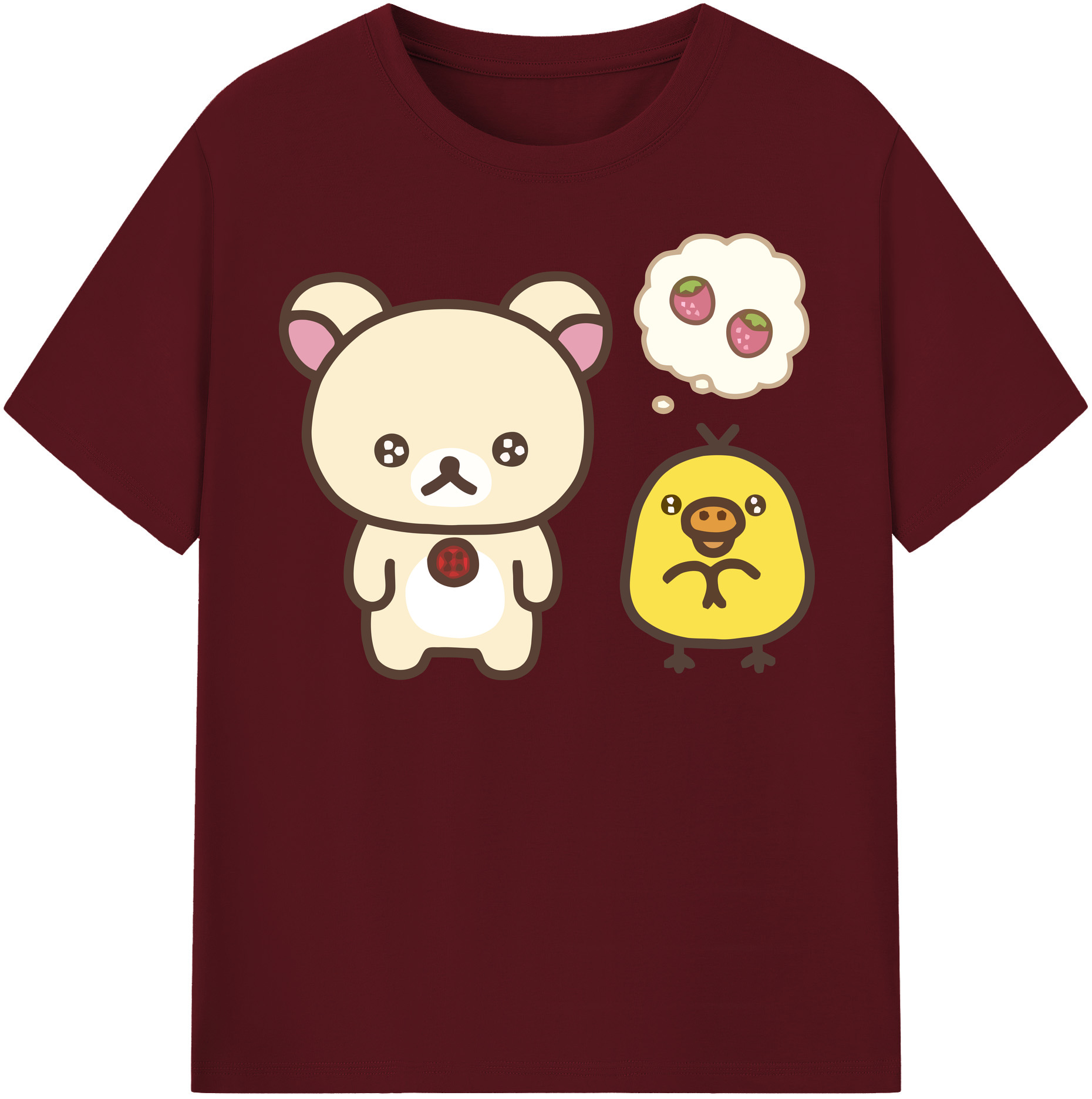 （画像用） リラックマ リラックマ キイロイトリ Rilakkuma Korilakkuma Kiiroitori 綿100％半袖Tシャツ（フロントプリント）